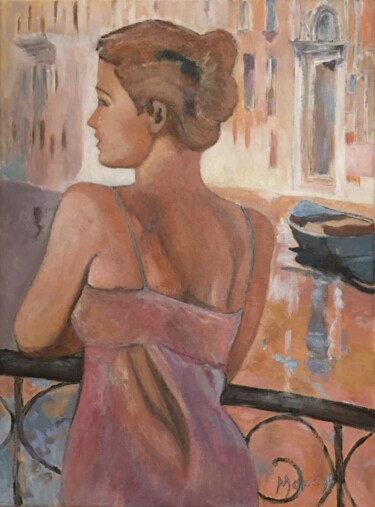 Painting titled "Elle attend..." by Paul Colombani, Original Artwork, Acrylic