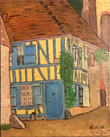 Malerei mit dem Titel "La maison bleue à G…" von Paul Colombani, Original-Kunstwerk, Öl