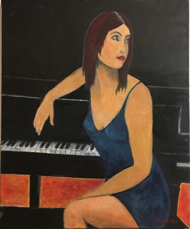 Pintura titulada "Une pianiste" por Paul Colombani, Obra de arte original, Acrílico