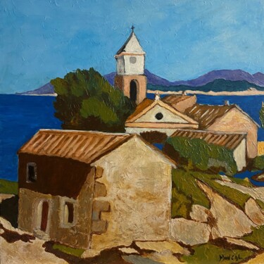 Painting titled "Maisons à Centuri C…" by Paul Colombani, Original Artwork, Oil