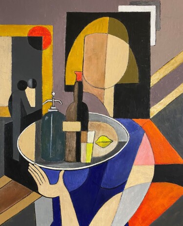 Malerei mit dem Titel "Serveuse au plateau…" von Paul Colombani, Original-Kunstwerk, Acryl