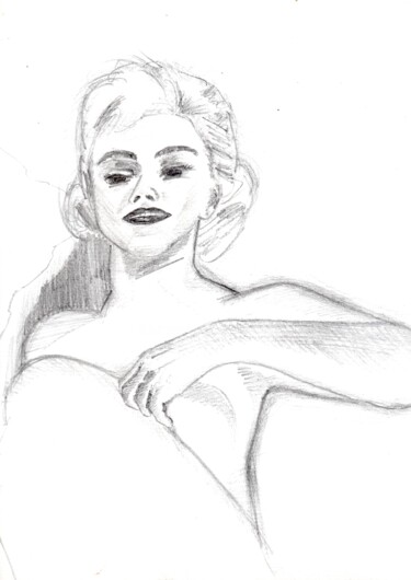 Drawing titled "Marilyn Monroe" by Paul-Éric Langevin, Original Artwork, Conté