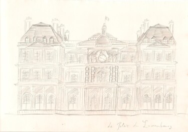 Dessin intitulée "Palais du Luxembourg" par Paul-Éric Langevin, Œuvre d'art originale, Conté