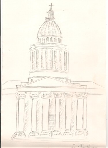 Drawing titled "Panthéon" by Paul-Éric Langevin, Original Artwork, Conté