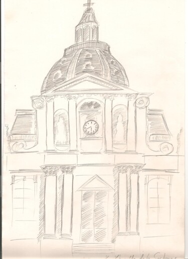 Drawing titled "Chapelle de la Sorb…" by Paul-Éric Langevin, Original Artwork, Conté