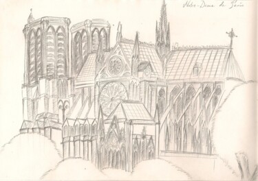 Drawing titled "Cathédrale Notre-Da…" by Paul-Éric Langevin, Original Artwork, Conté