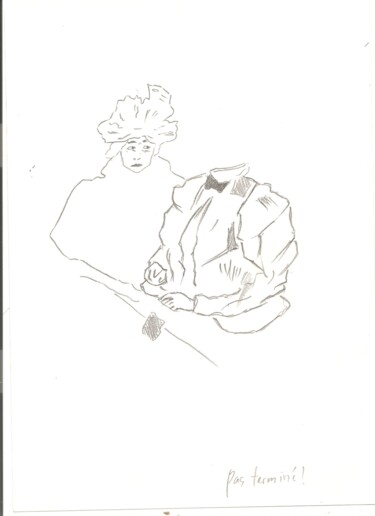 Drawing titled "Croquis divers 6" by Paul-Éric Langevin, Original Artwork, Conté