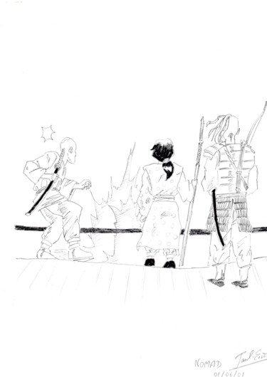 Zeichnungen mit dem Titel "Nomad" von Paul-Éric Langevin, Original-Kunstwerk, Bleistift