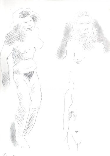 Drawing titled "Erotiques et divers…" by Paul-Éric Langevin, Original Artwork, Pencil