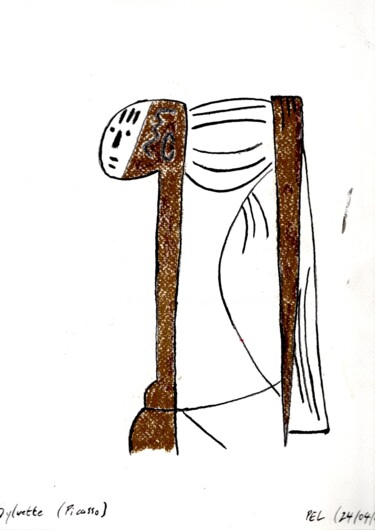 Dessin intitulée "Picasso 4" par Paul-Éric Langevin, Œuvre d'art originale, Crayon