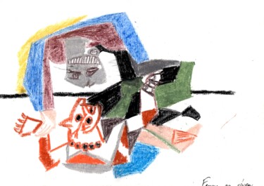 Dibujo titulada "Picasso 8" por Paul-Éric Langevin, Obra de arte original, Pastel