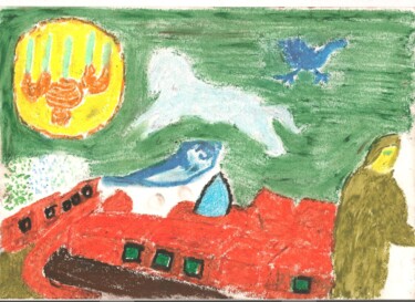 Dessin intitulée "Chagall 9" par Paul-Éric Langevin, Œuvre d'art originale, Pastel