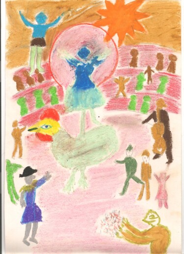 Tekening getiteld "Chagall 14" door Paul-Éric Langevin, Origineel Kunstwerk, Pastel