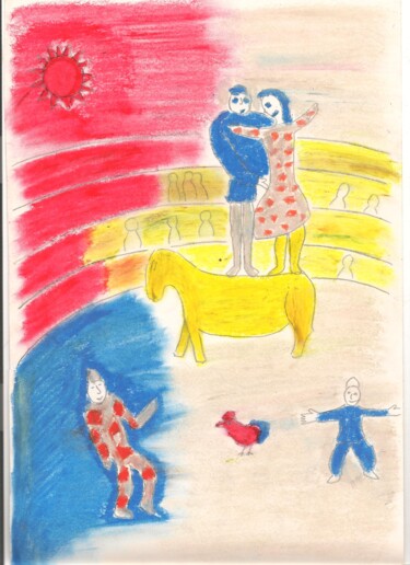 Tekening getiteld "Chagall 15" door Paul-Éric Langevin, Origineel Kunstwerk, Pastel