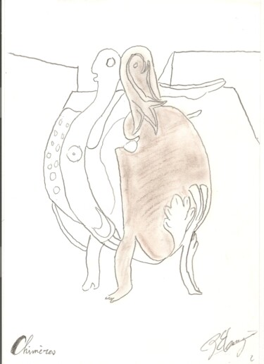 Rysunek zatytułowany „Max Ernst 2” autorstwa Paul-Éric Langevin, Oryginalna praca, Ołówek