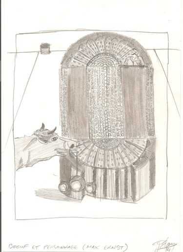 「Max Ernst 14」というタイトルの描画 Paul-Éric Langevinによって, オリジナルのアートワーク, 鉛筆
