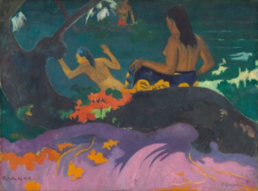 Painting titled "Fatata te Miti (By…" by Paul Gauguin, Original Artwork, Oil