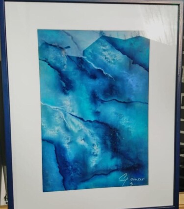 Painting titled "Marbre bleu" by Paul Goujat, Original Artwork, Accessories