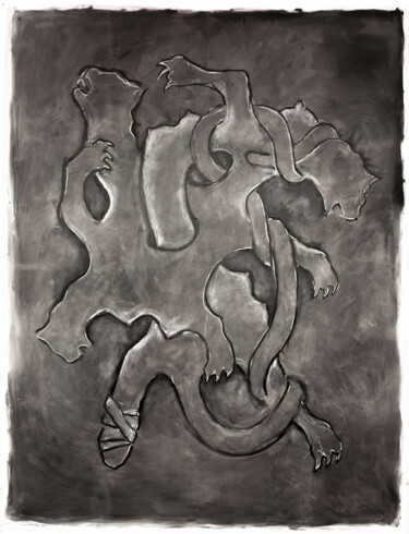 Pintura intitulada "Siamois gris" por Paul Grégoire, Obras de arte originais, Óleo