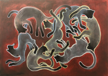 Painting titled "Entremêlement siamo…" by Paul Grégoire, Original Artwork, Oil