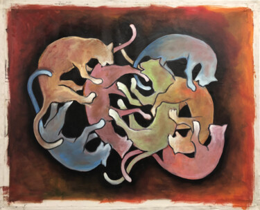 Schilderij getiteld "Entremêlement color…" door Paul Grégoire, Origineel Kunstwerk, Olie