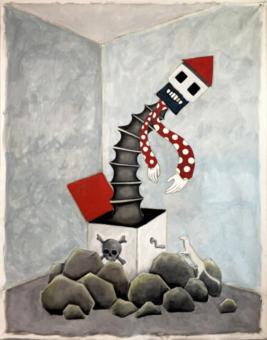 「Cauchemar d'enfance」というタイトルの絵画 Paul Grégoireによって, オリジナルのアートワーク, オイル