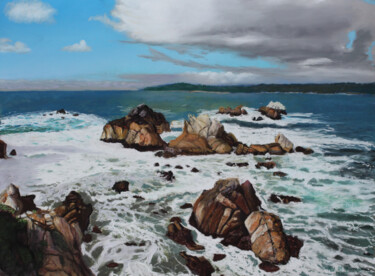 Painting titled "Rocky Shores of Poi…" by Paul Harman Harman, Original Artwork, Pastel