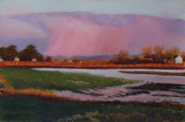 Painting titled "Evening Thunderstorm" by Paul Harman Harman, Original Artwork, Pastel Mounted on Other rigid panel