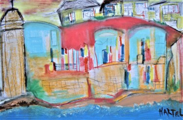 Painting titled "Paseo de Cotobro" by Paul Hartel, Original Artwork, Pastel Mounted on Wood Stretcher frame