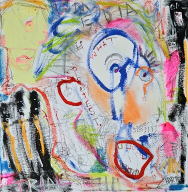 Картина под названием "Protest What" - Paul Hartel, Подлинное произведение искусства, Акрил Установлен на Деревянная рама дл…