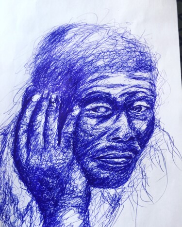 Рисунок под названием "Harsh Africa" - Paul Kagoda, Подлинное произведение искусства, Шариковая ручка
