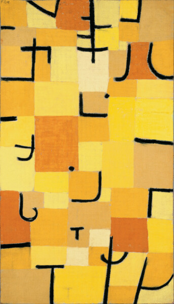 Drawing titled "Signes en jaune" by Paul Klee, Original Artwork, Pastel