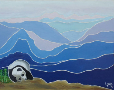 Painting titled "Panda, la sieste" by Pauleone, Original Artwork, Acrylic