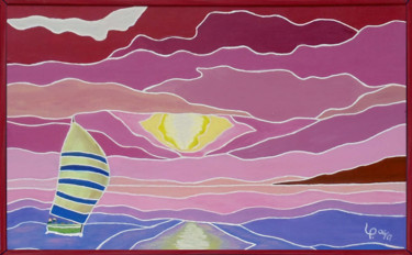 Painting titled "Le ciel flamboie" by Pauleone, Original Artwork, Acrylic