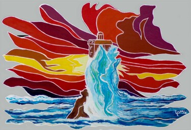 Collages titled "La mer en furie" by Pauleone, Original Artwork, Collages