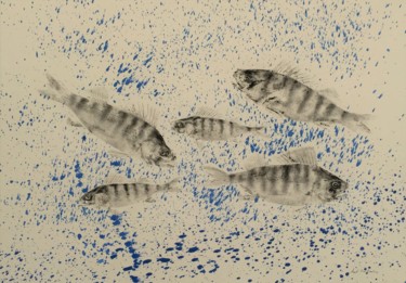 Malerei mit dem Titel "5 perchettes, Lac L…" von Paul Loridant, Original-Kunstwerk, Tinte