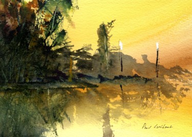Malerei mit dem Titel "Lever de soleil sur…" von Paul Loridant, Original-Kunstwerk, Aquarell