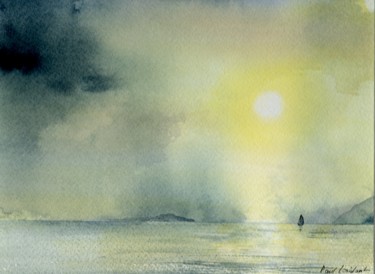 제목이 "Coucher de soleil s…"인 미술작품 Paul Loridant로, 원작, 수채화