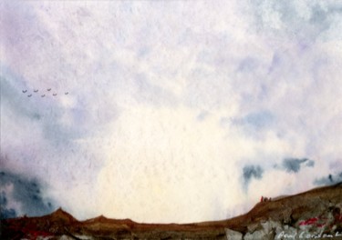 Malerei mit dem Titel "Paysage d'ISLANDE" von Paul Loridant, Original-Kunstwerk, Aquarell