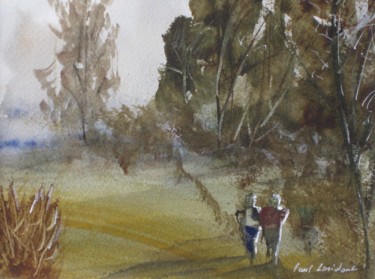 Painting titled "Promenade au dessus…" by Paul Loridant, Original Artwork, Watercolor