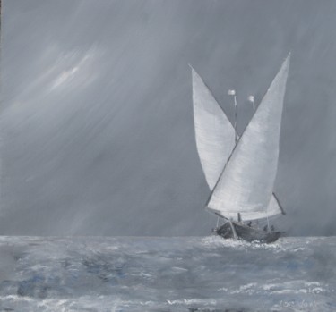 Peinture intitulée "Barque du Léman (hu…" par Paul Loridant, Œuvre d'art originale, Huile