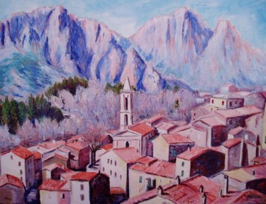 Painting titled "Village d' Evisa (C…" by Paul-Louis Recco, Original Artwork, Oil