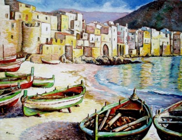 Schilderij getiteld "Cefalu- Sicile" door Paul-Louis Recco, Origineel Kunstwerk, Olie