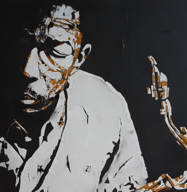 Painting titled "John Coltrane" by Paul Lovering, Original Artwork, Acrylic Mounted on Wood Stretcher frame