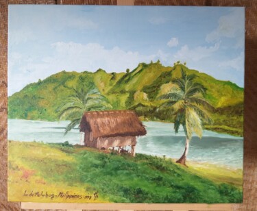 Painting titled "Lac de Malubog" by Paul Mallet, Original Artwork, Oil Mounted on Wood Stretcher frame