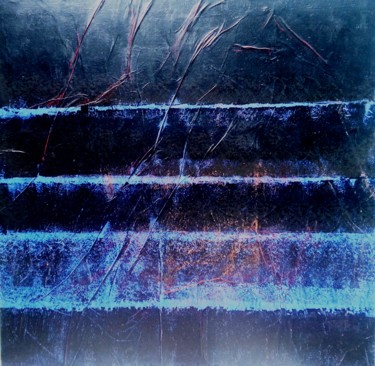 Peinture intitulée "noir et bleu" par Paul Maz, Œuvre d'art originale, Huile