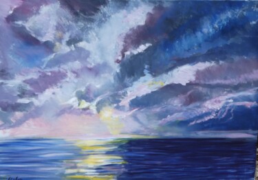 Картина под названием "Baltic Skies 3" - Paul Mckee, Подлинное произведение искусства, Масло Установлен на Деревянная рама д…