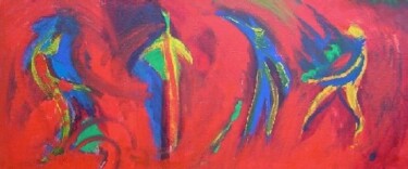 Painting titled "Red Jazz Jive" by Paul Mckee, Original Artwork