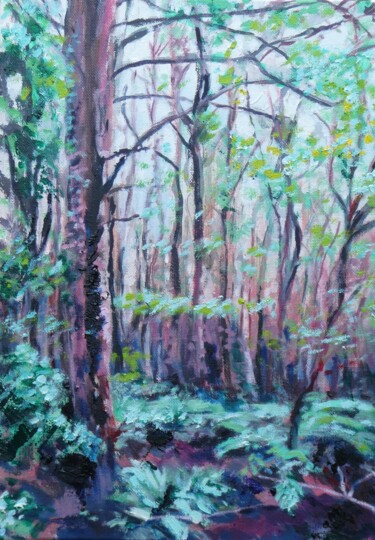 Картина под названием "Walk in the woods 1" - Paul Mckee, Подлинное произведение искусства, Масло