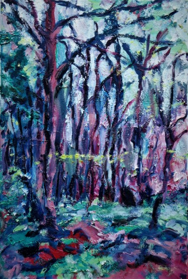 Malerei mit dem Titel "Walk in the woods 2" von Paul Mckee, Original-Kunstwerk, Öl